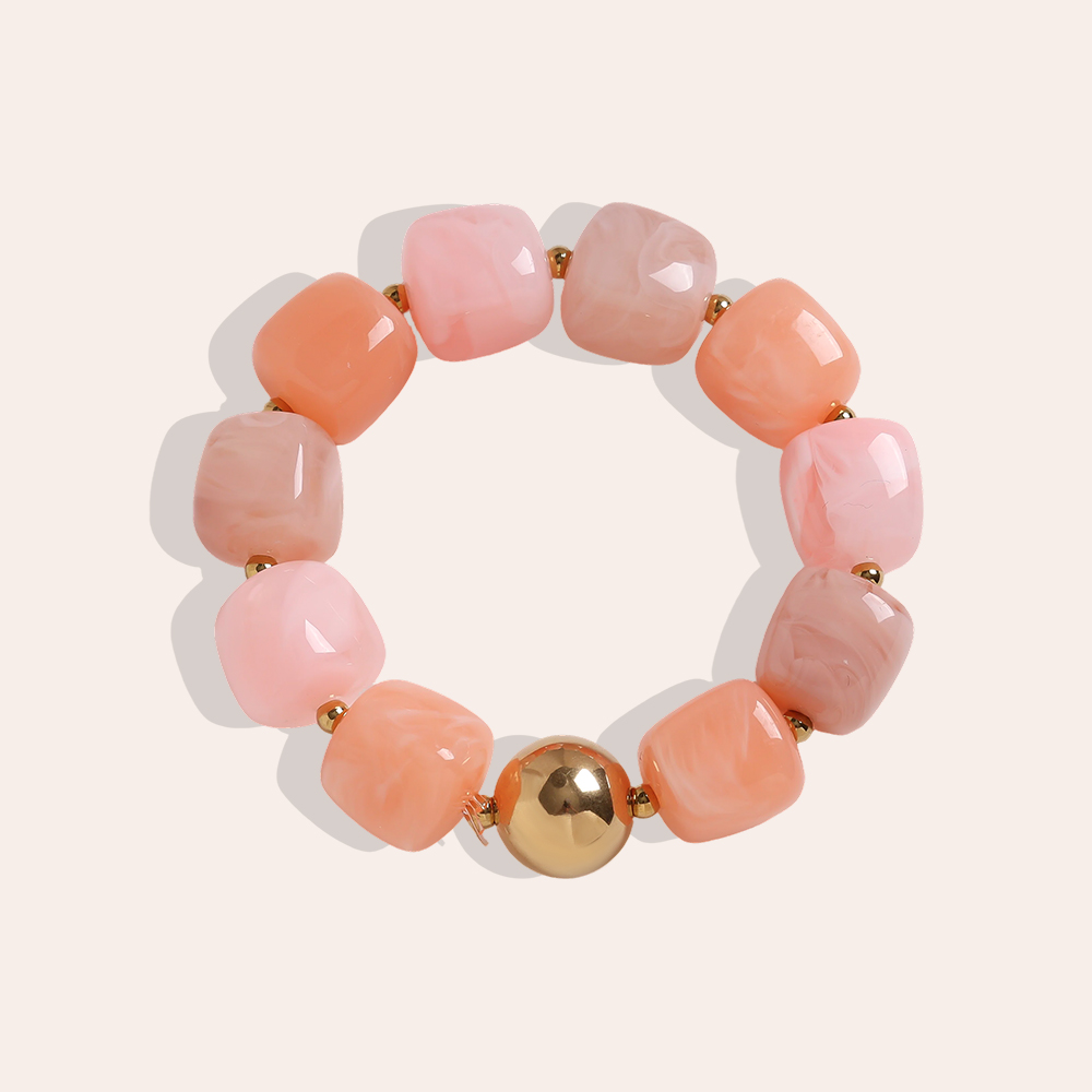 Stainless steel bracelet Adjustable resin square round shape