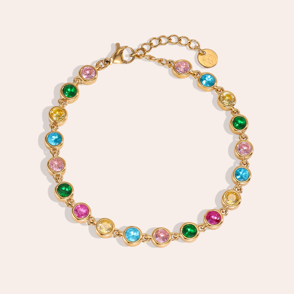 Stainless steel bracelet, 16cm, with a sparkling cubic zirconia chain
