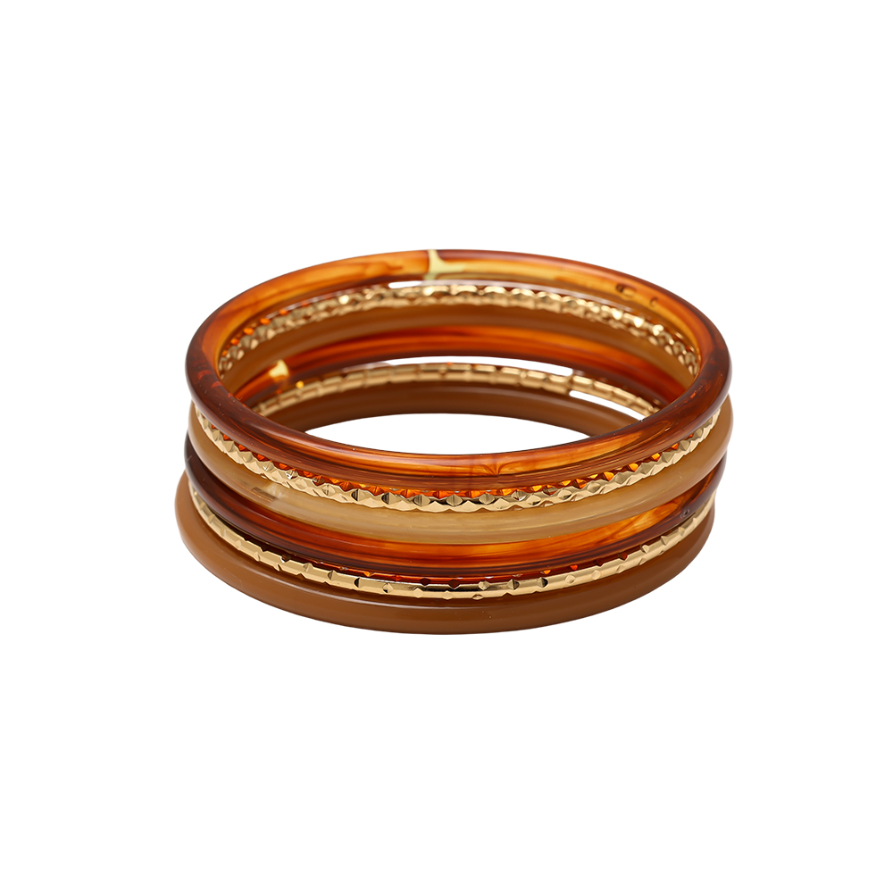 Stainless steel bangle set 6.5cm Width 6er Resin 