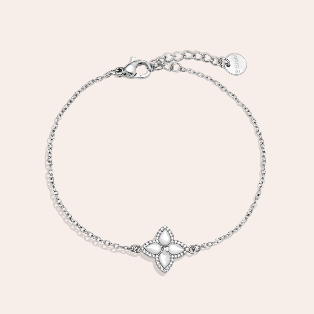 Stainless steel bracelet 15cm Nice Diamond Luckly Flower