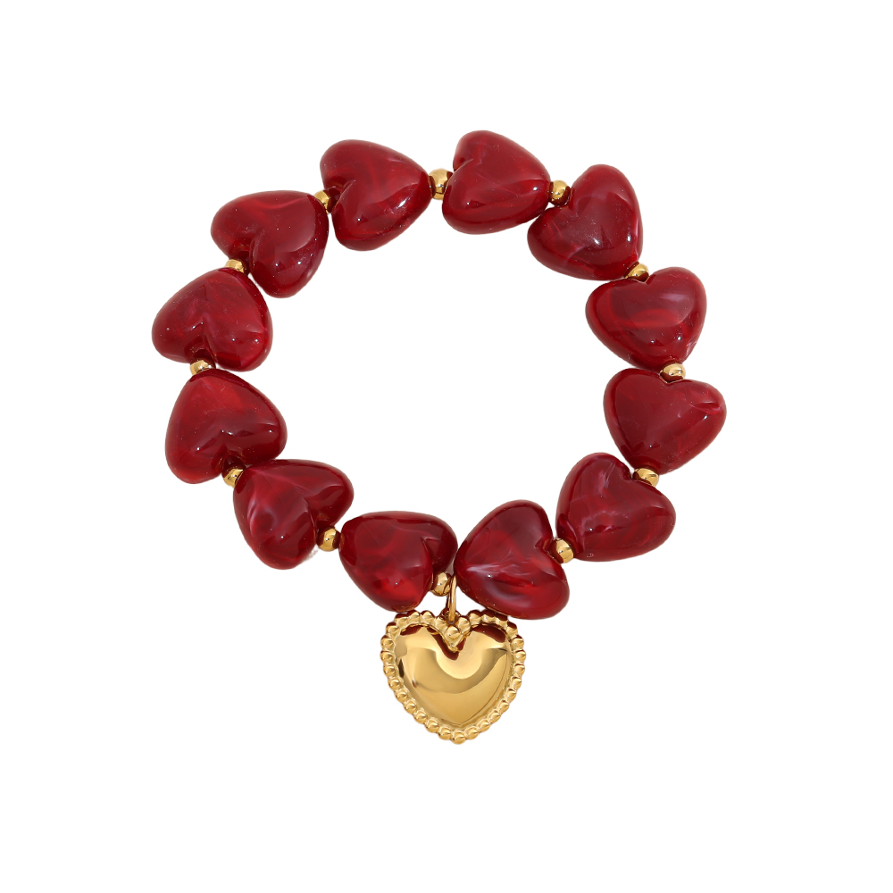Stainless steel bracelet 20cm Acrylic Heart Chian