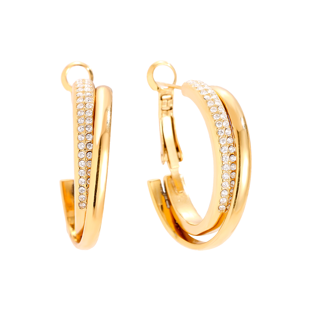 Stainless steel earrings 3cm Fine Diamond Hoop