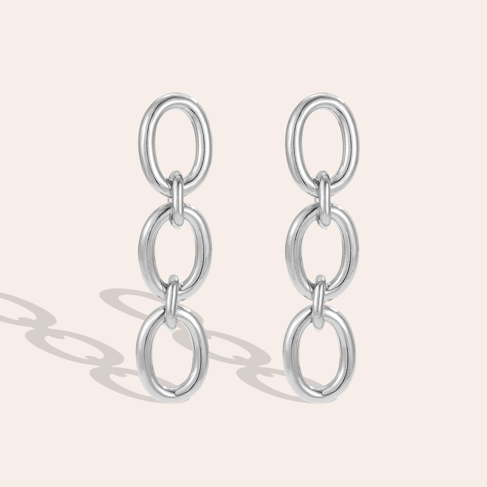 Stainless steel earrings, 54 × 13 mm, anchor chains