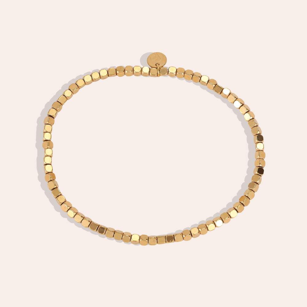Stainless steel bracelet, elasticated, with small squares