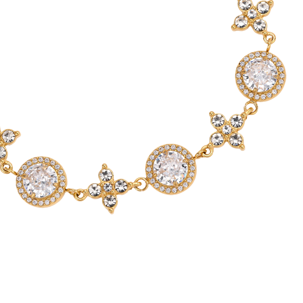 Stainless steel bracelet, 17 cm, with brilliant-cut zirconia