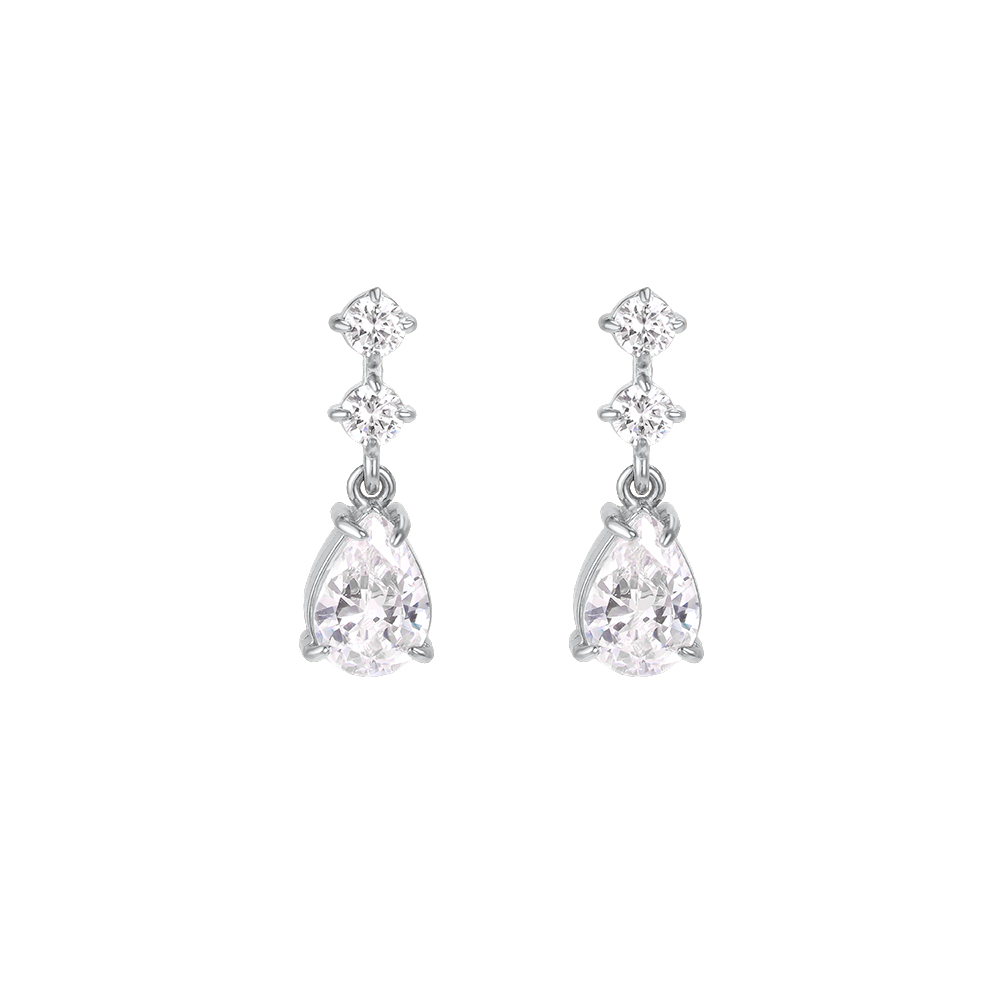 Stainless steel earrings, 22mm, with sparkling cubic zirconia  