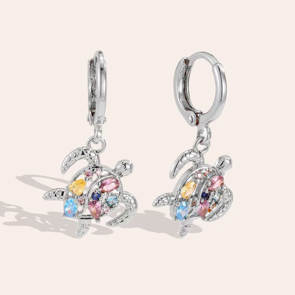 Gold-plated earrings 29mm zirconia tortoise