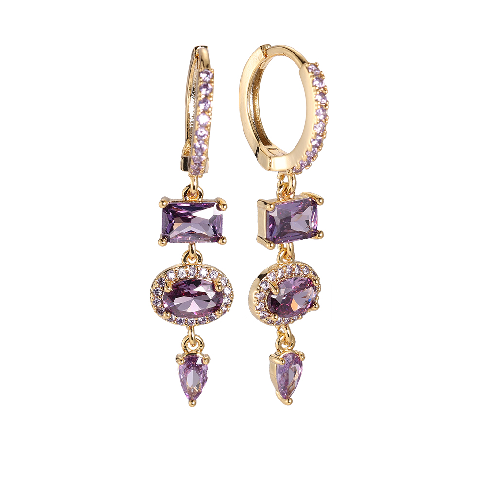 Gold-plated earrings Geomtric Charm Diamons