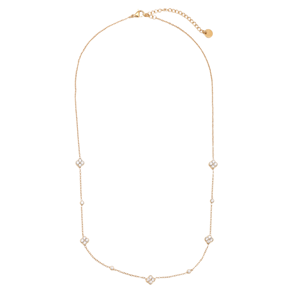 Stainless steel necklace 43cm Small Diamond Flower