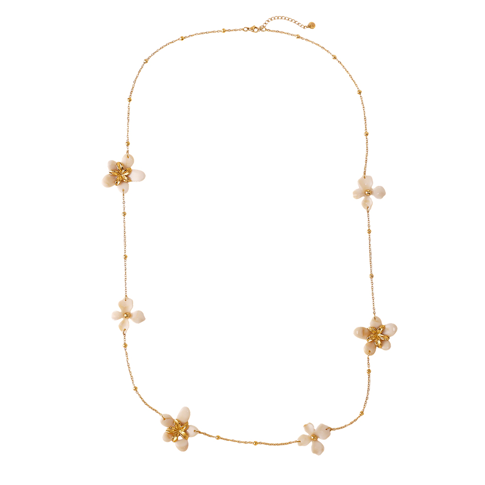 Stainless steel necklace 94cm acrylic flower