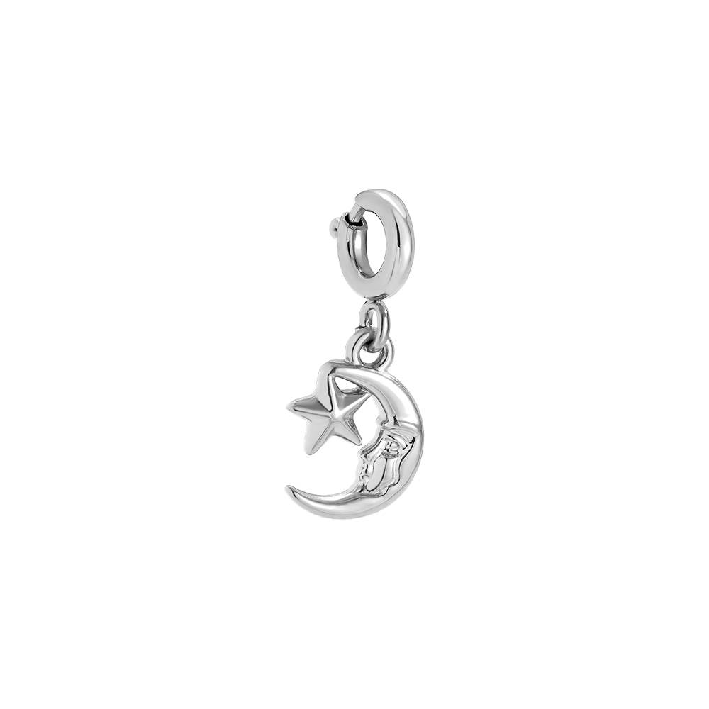 Stainless Steel Pendant 1.1cm Spring Clasp Moon And Star