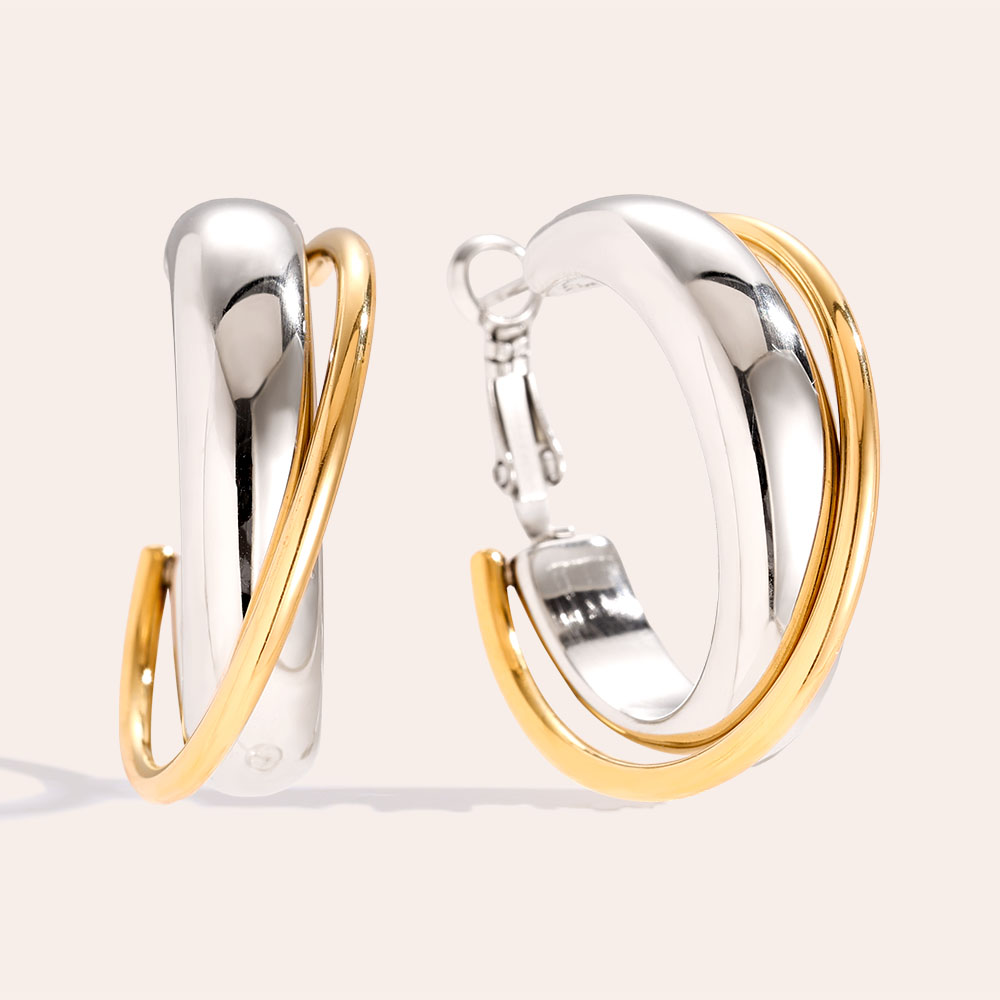 Stainless steel earrings, 3.5 cm hoops