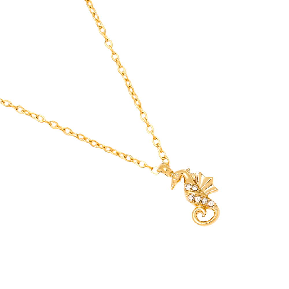Stainless steel necklace 40cm Diamond Sea Horse