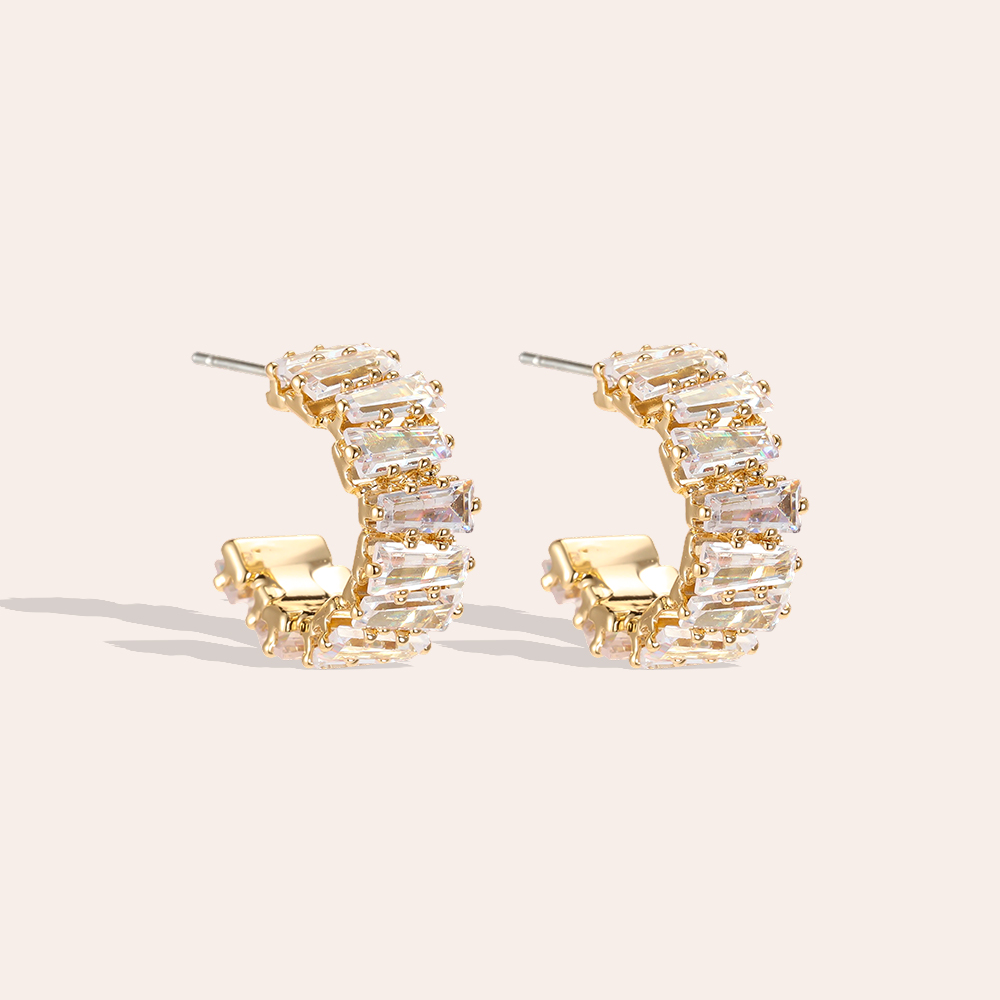 18mm gold-plated earrings with lots of sparkling cubic zirconia