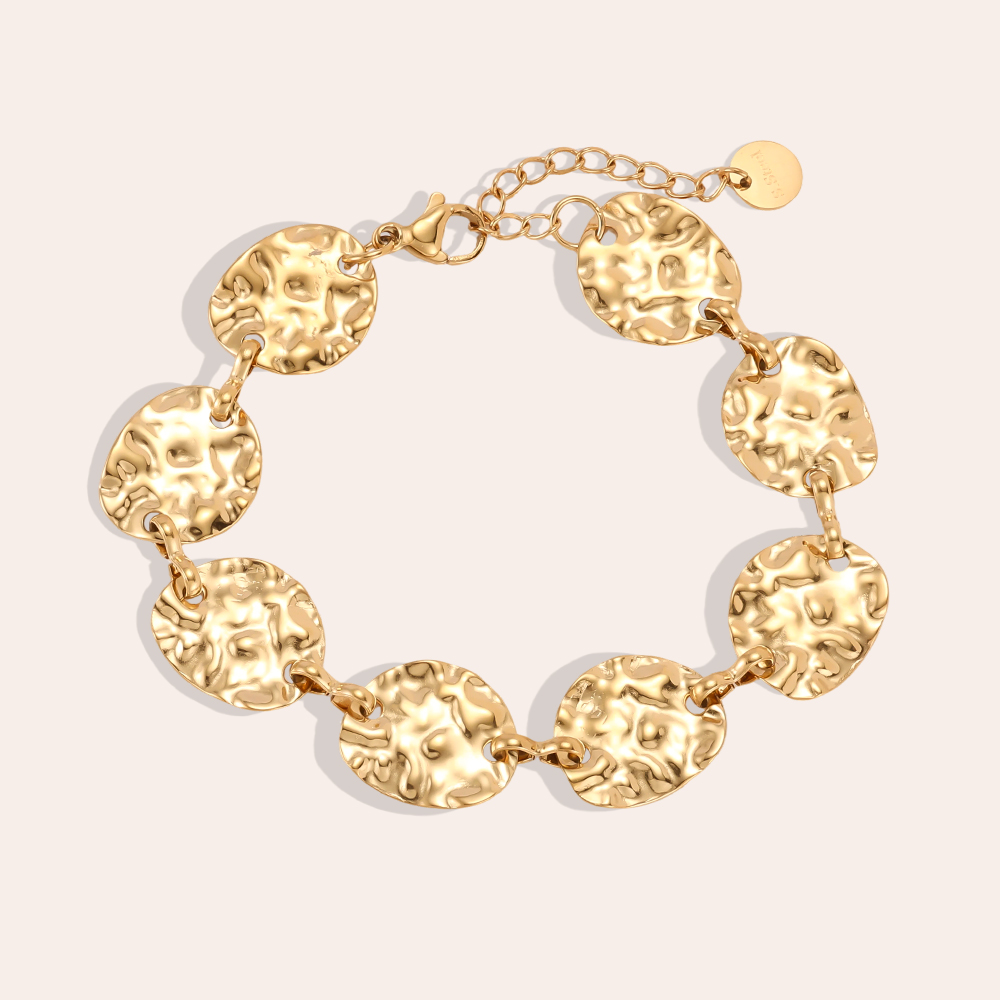Stainless steel bracelet, 17 cm, with irregular oval plates