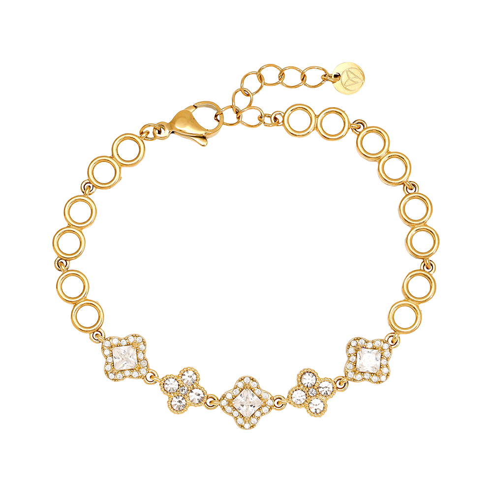 Stainless steel bracelet 16cm Various Fancy Diamond Flower