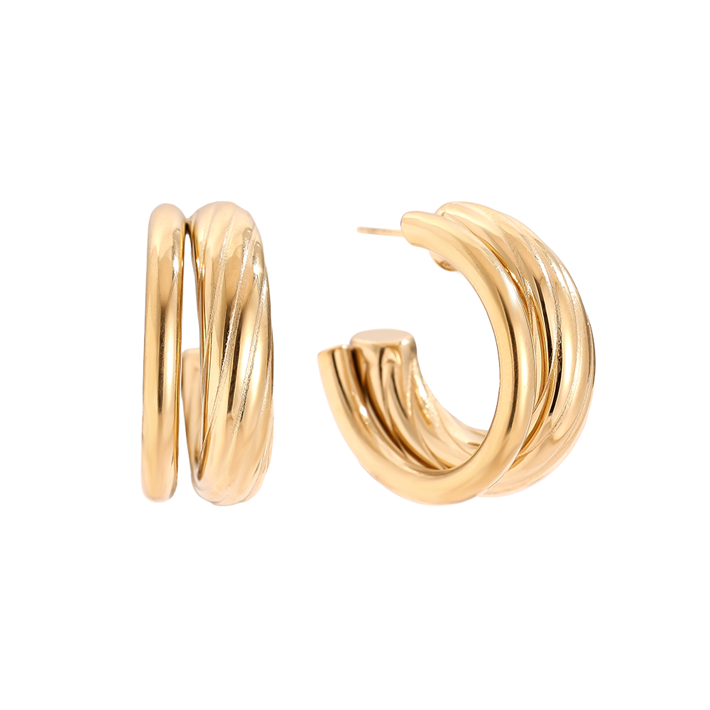 Stainless steel earrings 2cm Two Layer Half Hoop