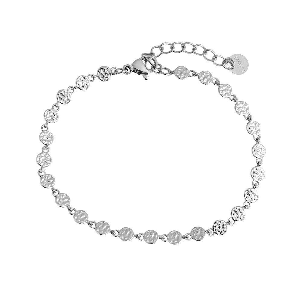 Stainless steel bracelet 17cm irregular small disc
