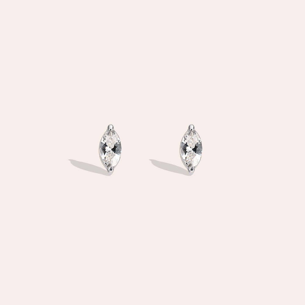 Stainless steel earrings, 2.9 mm, with cubic zirconia eyes 
