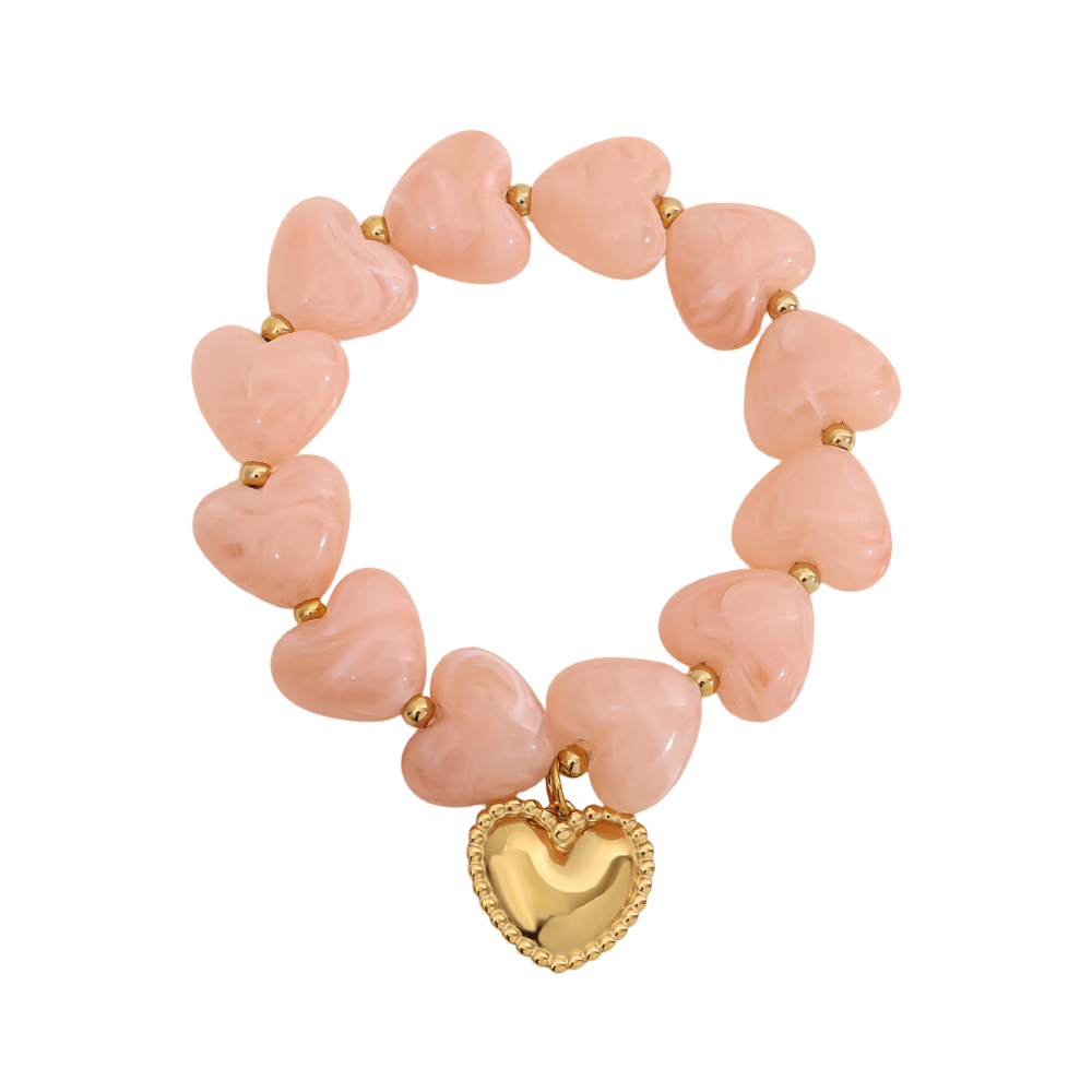 Stainless steel bracelet 20cm Acrylic Heart Chian