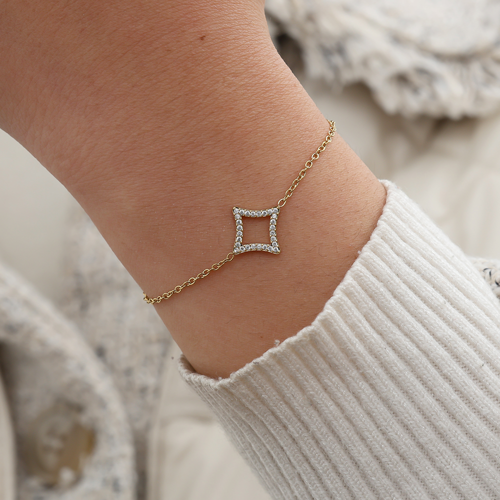 Stainless steel bracelet 17cm Diamond Rhombus