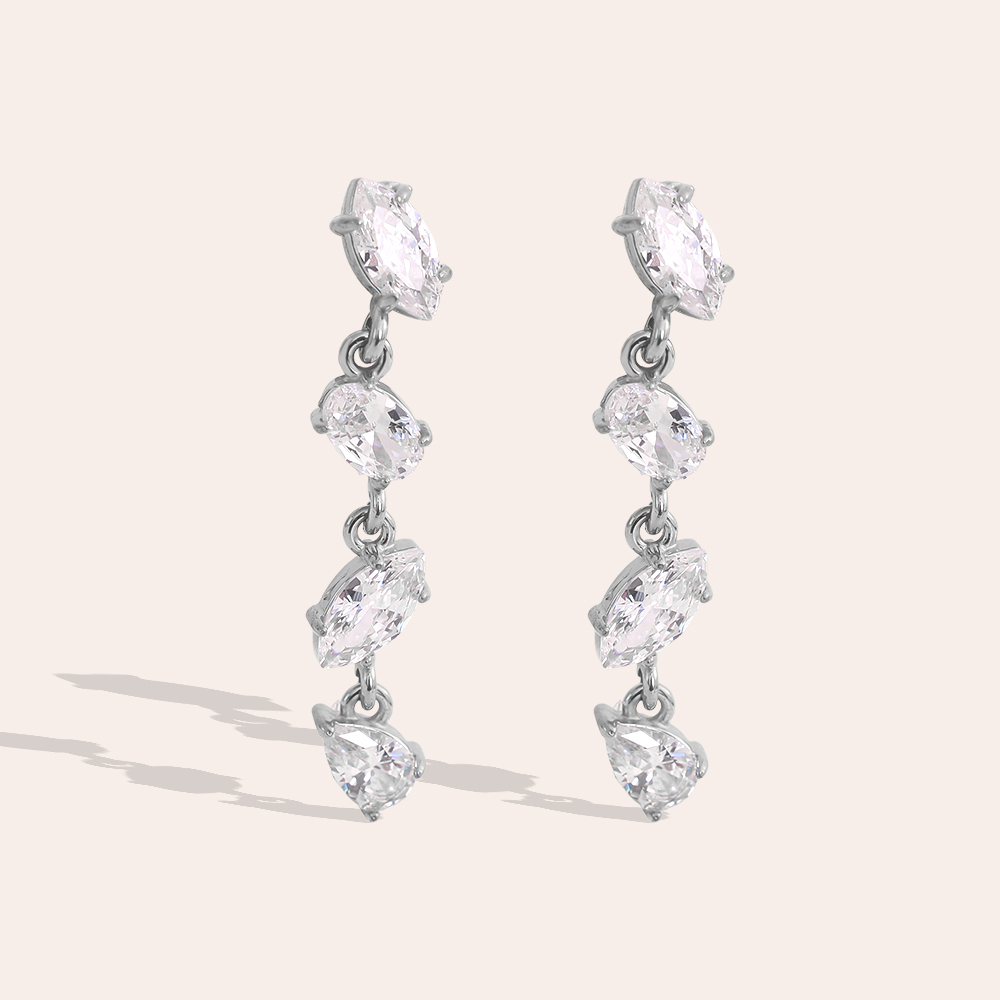 Stainless steel earrings 35mm minimalist pointed ovals