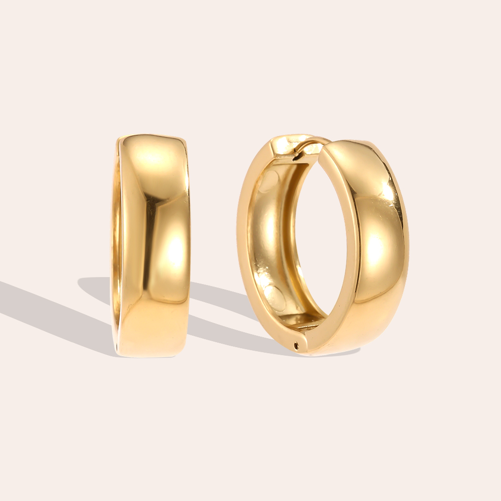 Stainless steel earrings, 25 mm, plain hoop earrings