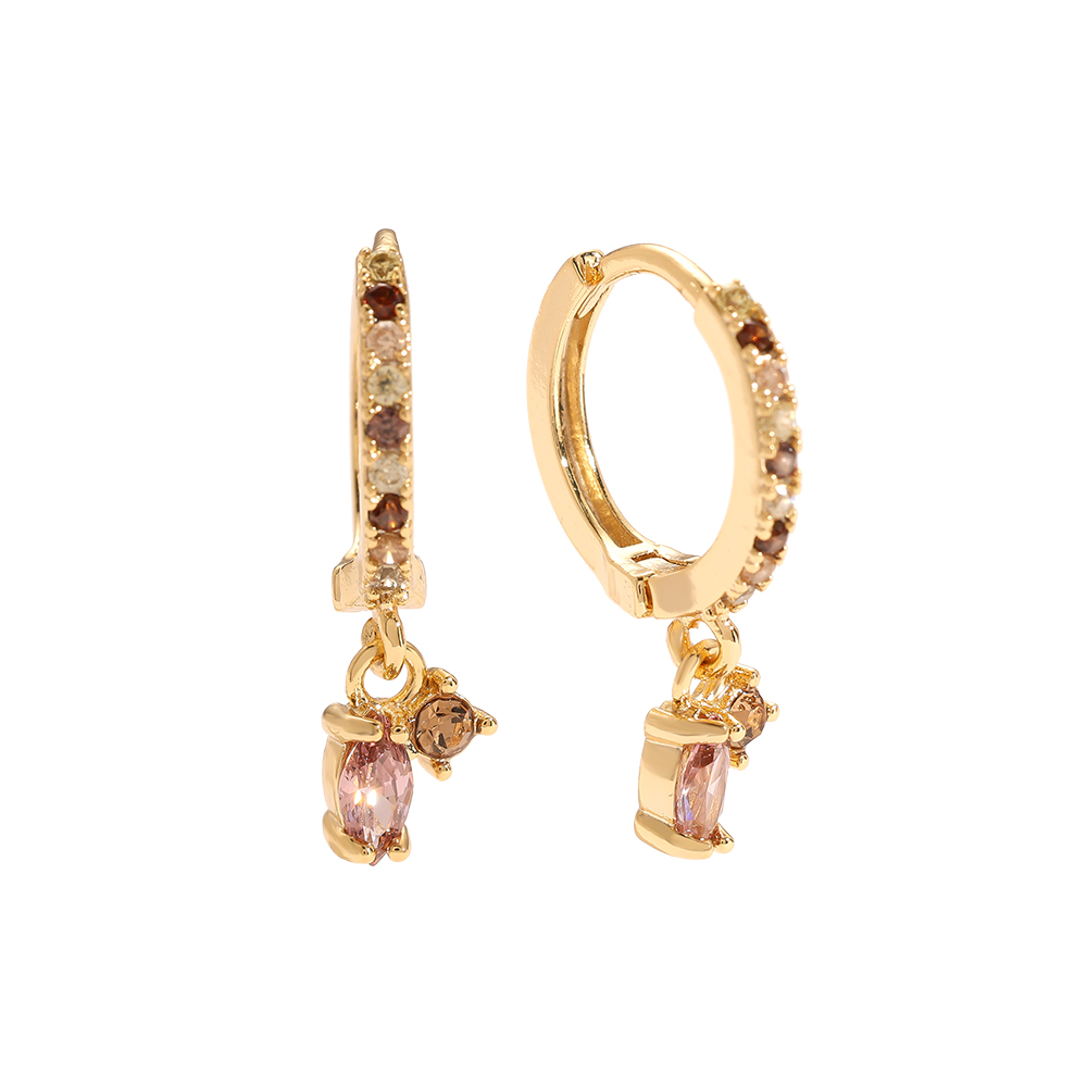 Sparkling Pair Diamond Round Gold-plated Earrings