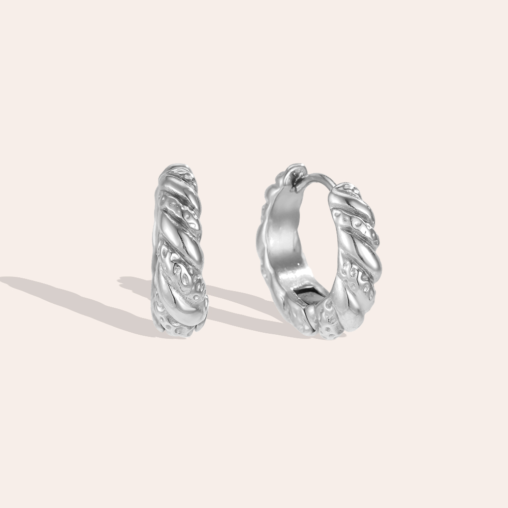 Stainless steel earrings, 19mm twisted hoop earrings