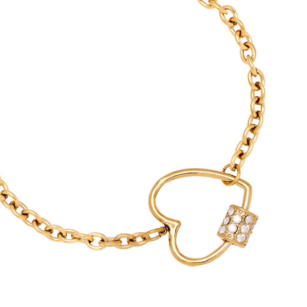 Stainless steel bracelet 16cm Heart And Diamond Deco