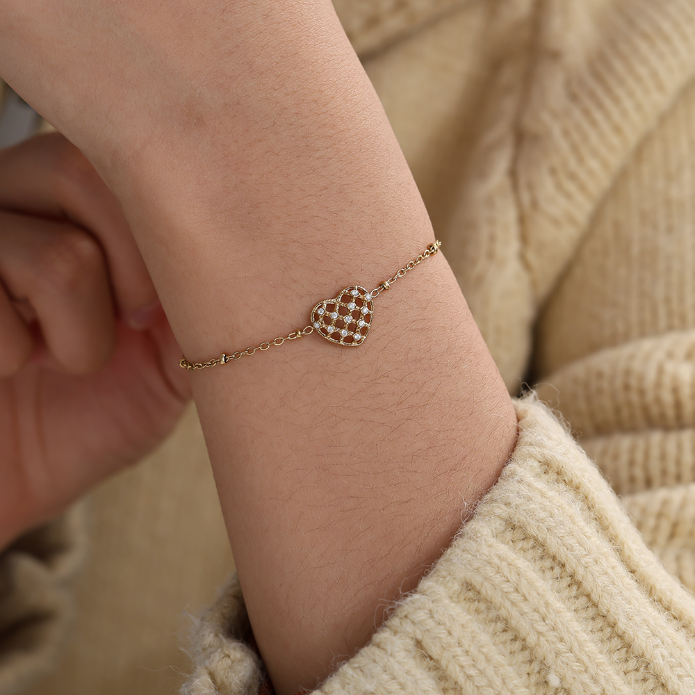 Stainless steel bracelet 17cm Pretty Diamond Heart