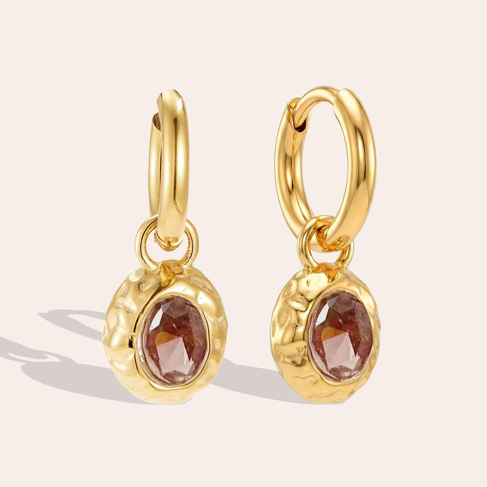 Stainless steel earrings, 28 mm, vintage cubic zirconia