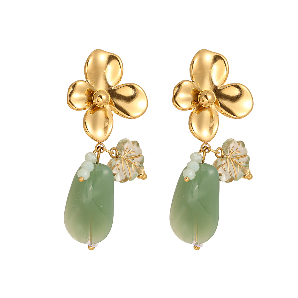 Stainless steel earrings 55mm Flower With Acrylic Charms