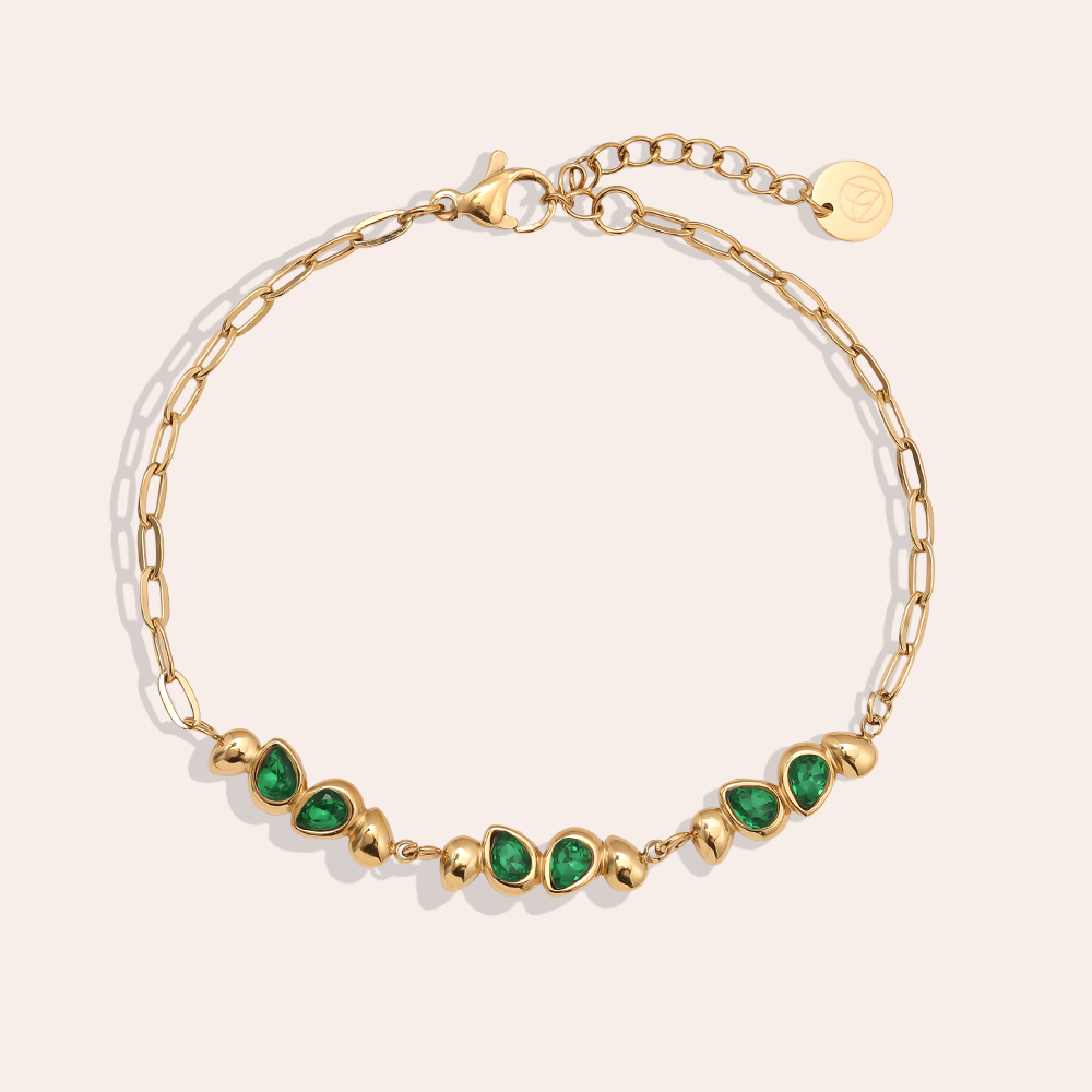 Stainless steel bracelet 17cm Nice Green Diamond