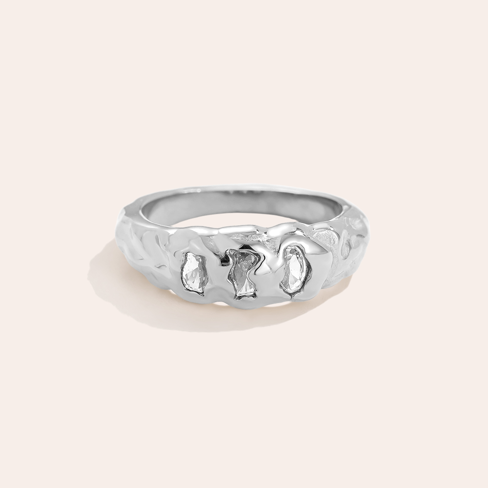 Stainless steel ring Three Diamonds