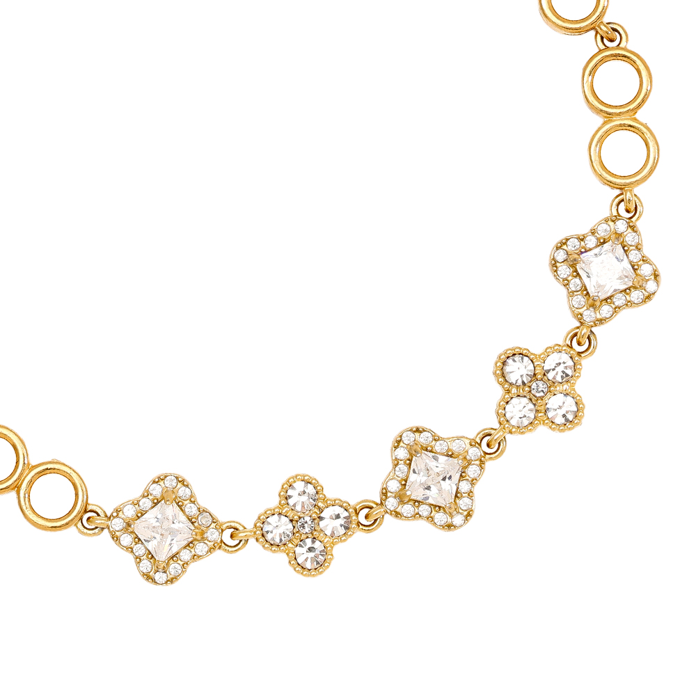 Stainless steel bracelet 16cm Various Fancy Diamond Flower