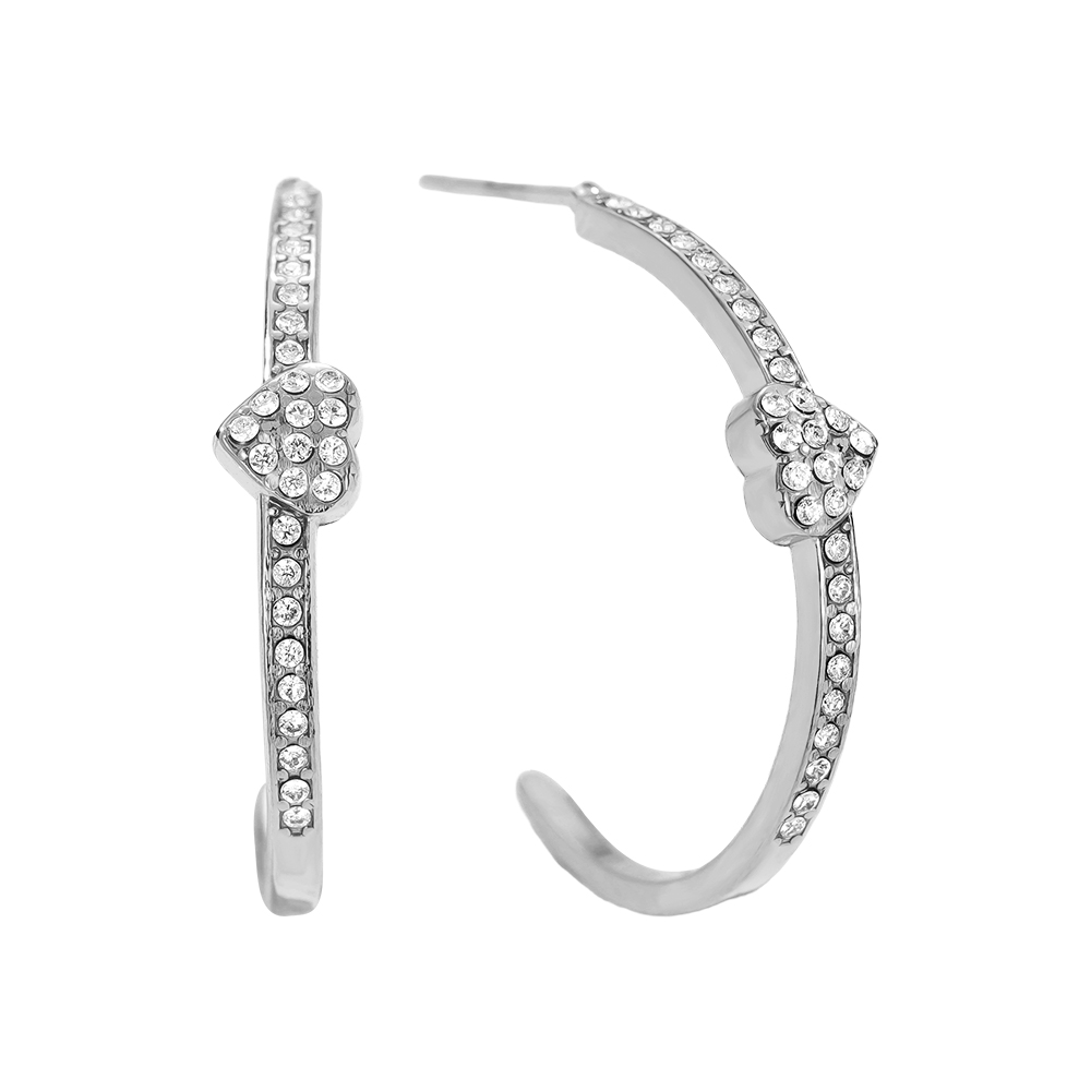 Stainless steel earrings 2cm Heart In Diamond Hoop