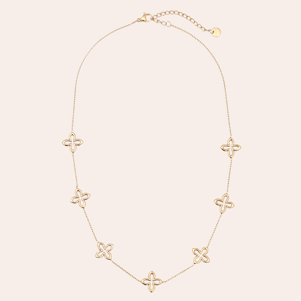 Stainless steel necklace 40cm Classic Lucky Flower
