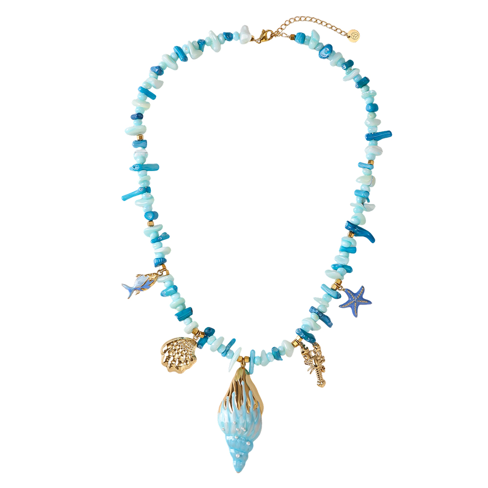 Stainless steel necklace 45cm blue sea