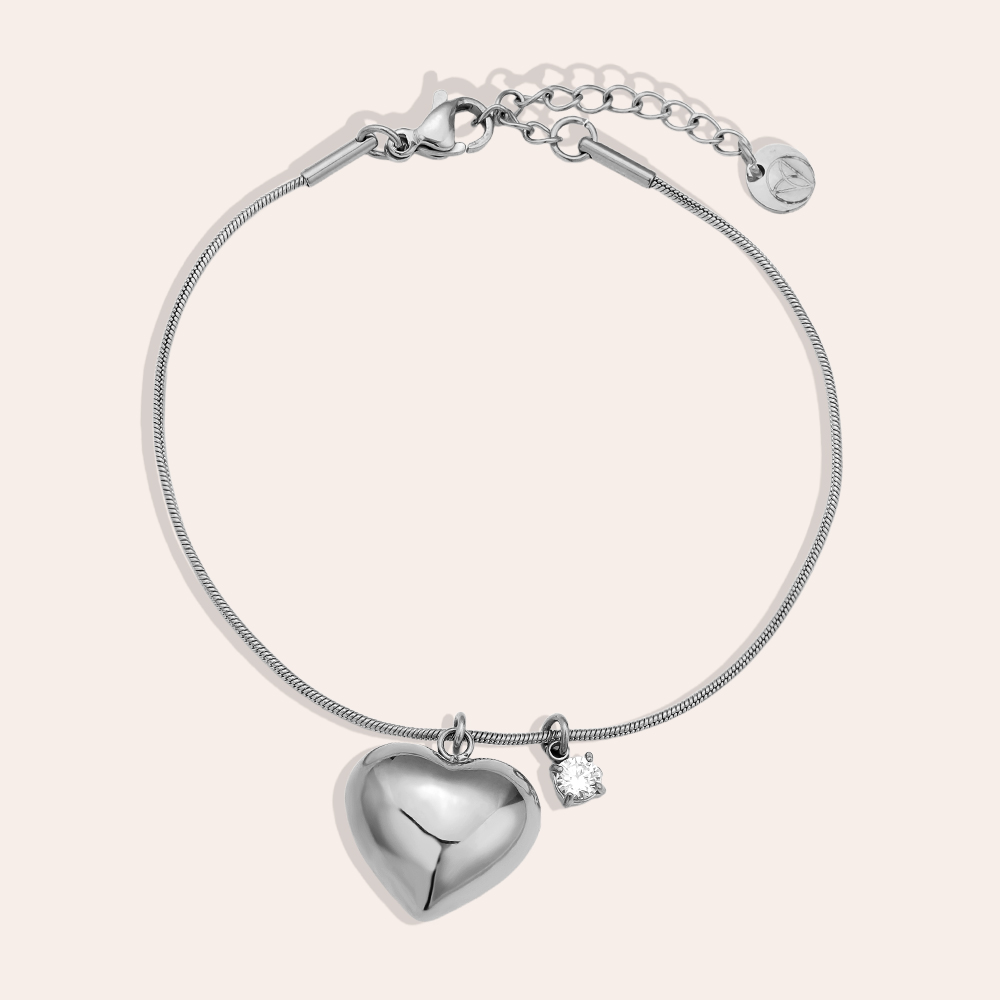 Stainless steel bracelet 16cm Heart And Diamond Dot