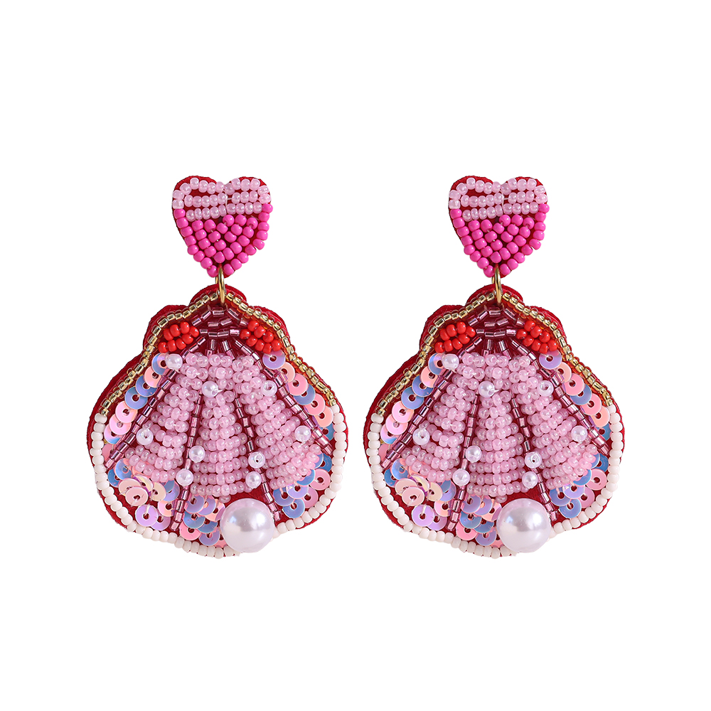 Stainless steel earrings 7cm rice pearl shell