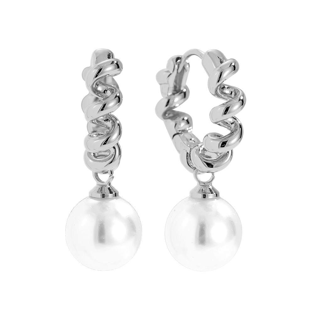 Gold-plated earrings 2.9cm Nice Twist Hoop With Pearl