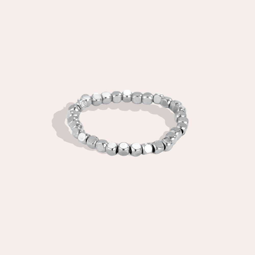 Stainless steel ring, adjustable, elastic, small square 