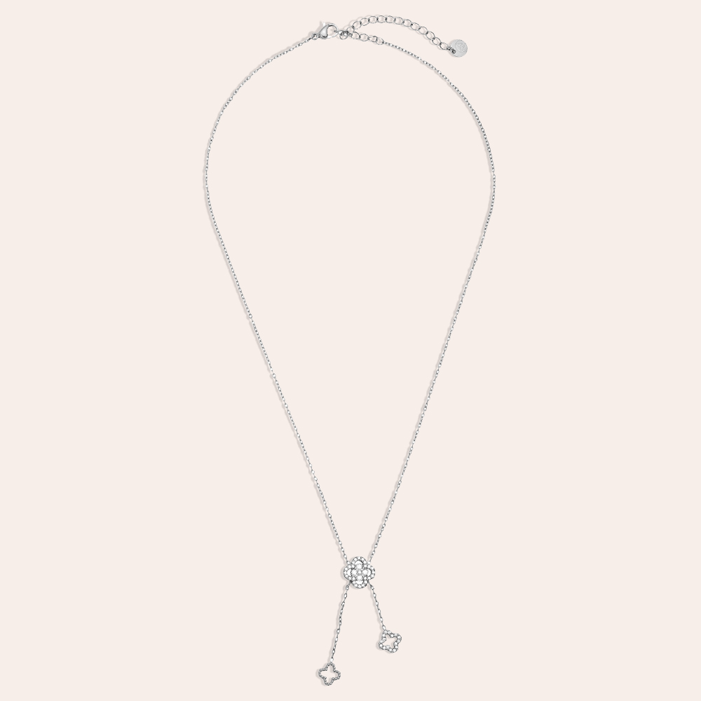 Stainless steel necklace 39cm Perfect Diamond Lucky Flower