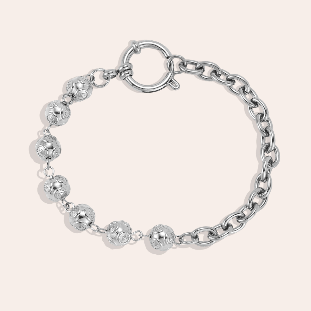 19cm stainless steel bracelet with uniquely designed beads