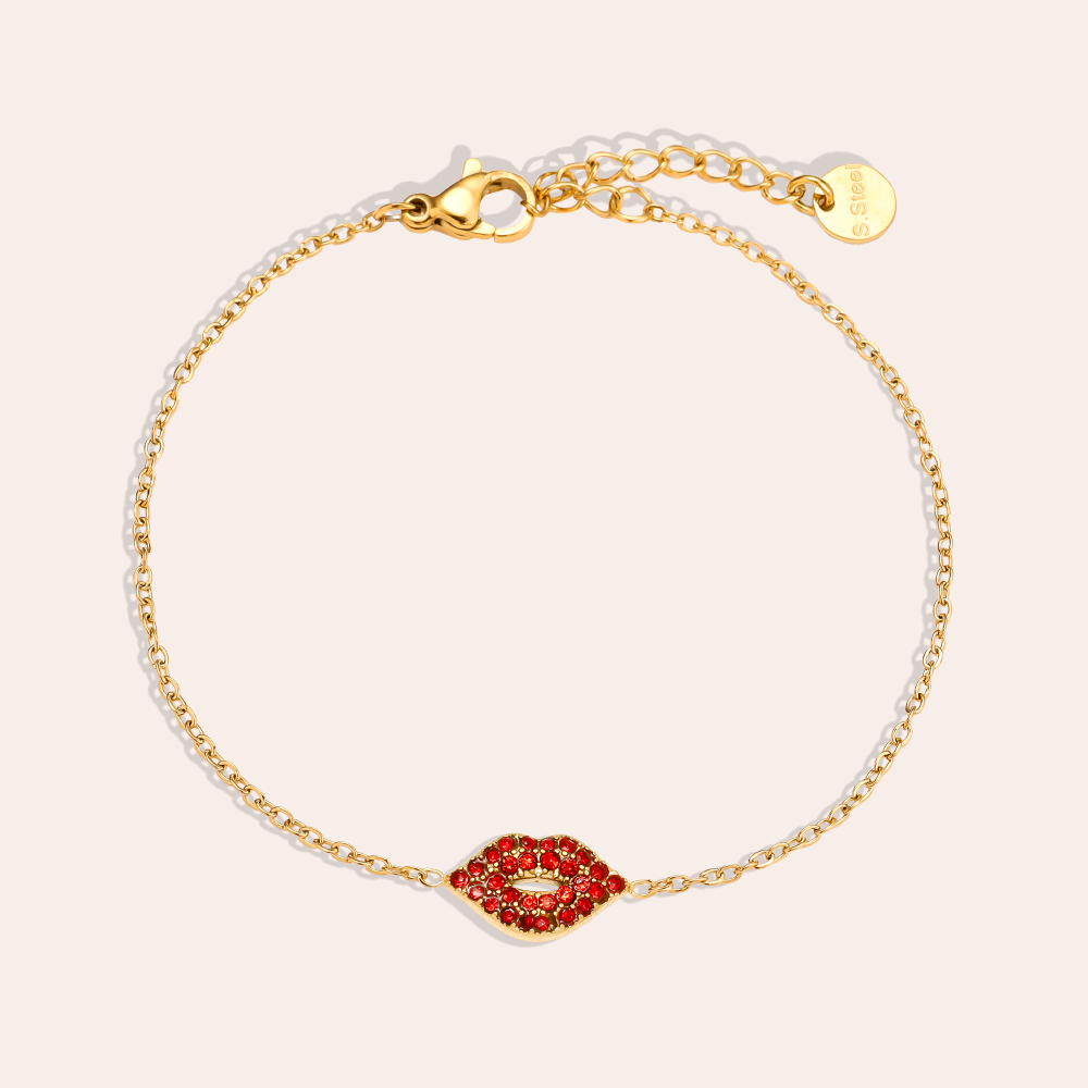 Stainless steel bracelet 17cm Diamond Red Lip