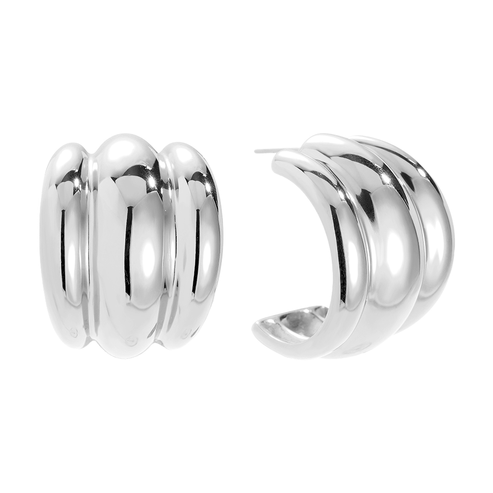 Stainless steel earrings 31mm Three Line Hoop