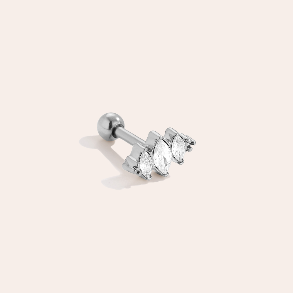 Stainless steel piercing 8mm Three Diamond Eye
