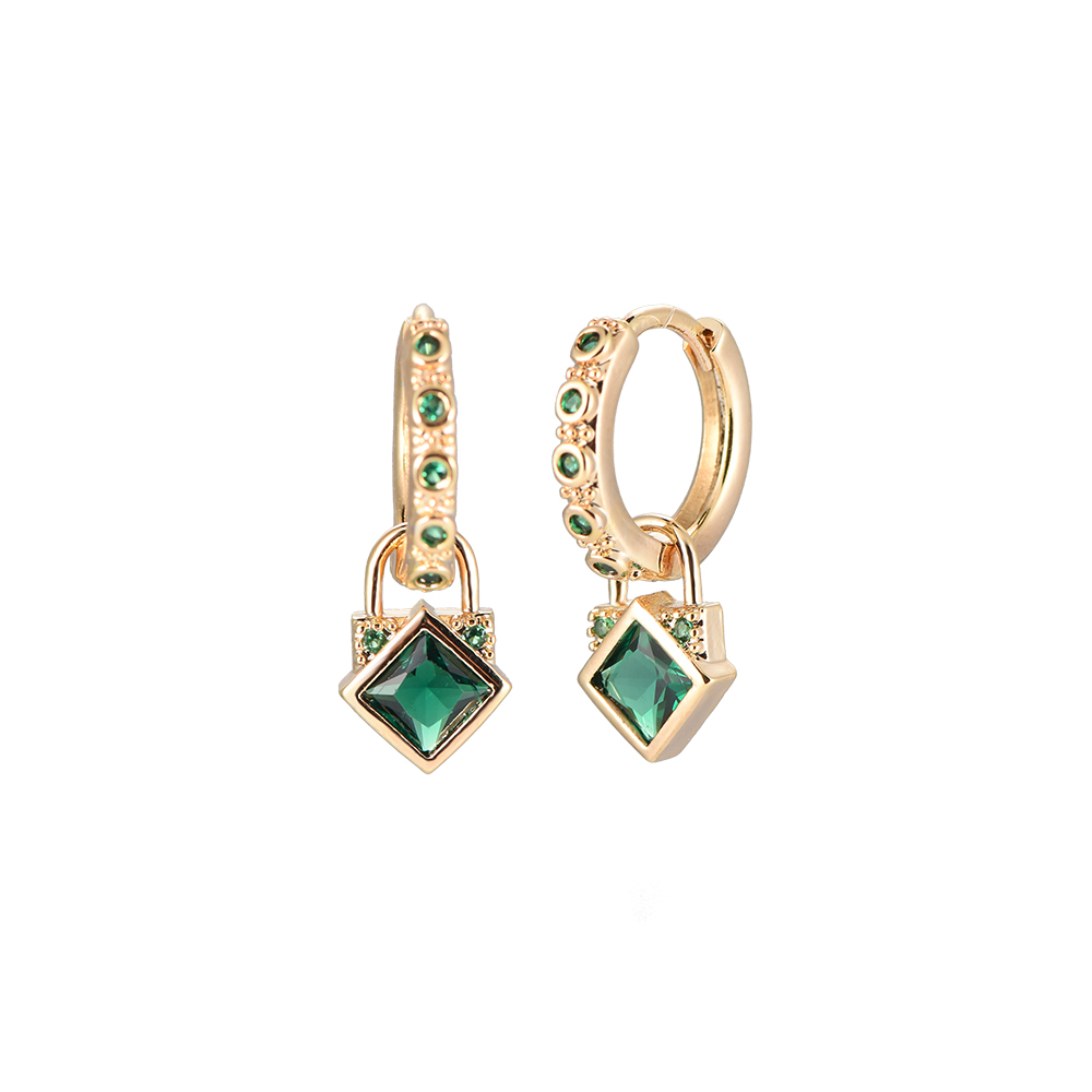 Locked cube gold-plated earrings