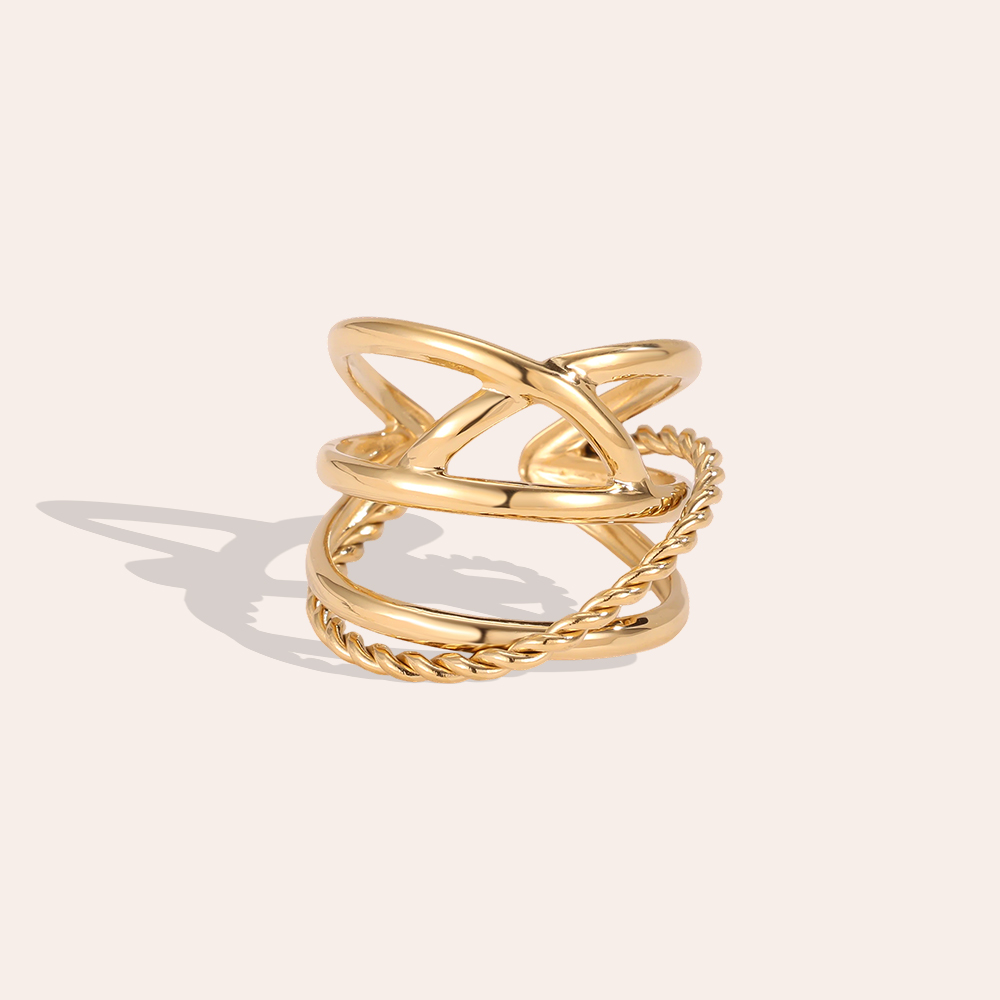 Stainless Steel Ring, Adjustable, Multi-row Chains